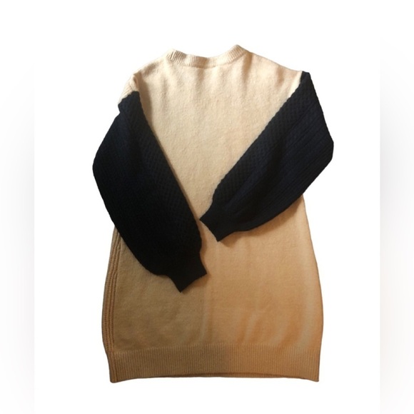 Lulus Falling for Fall Beige and Black Color Block Sweater Dress M Cable Knit - Picture 4 of 10
